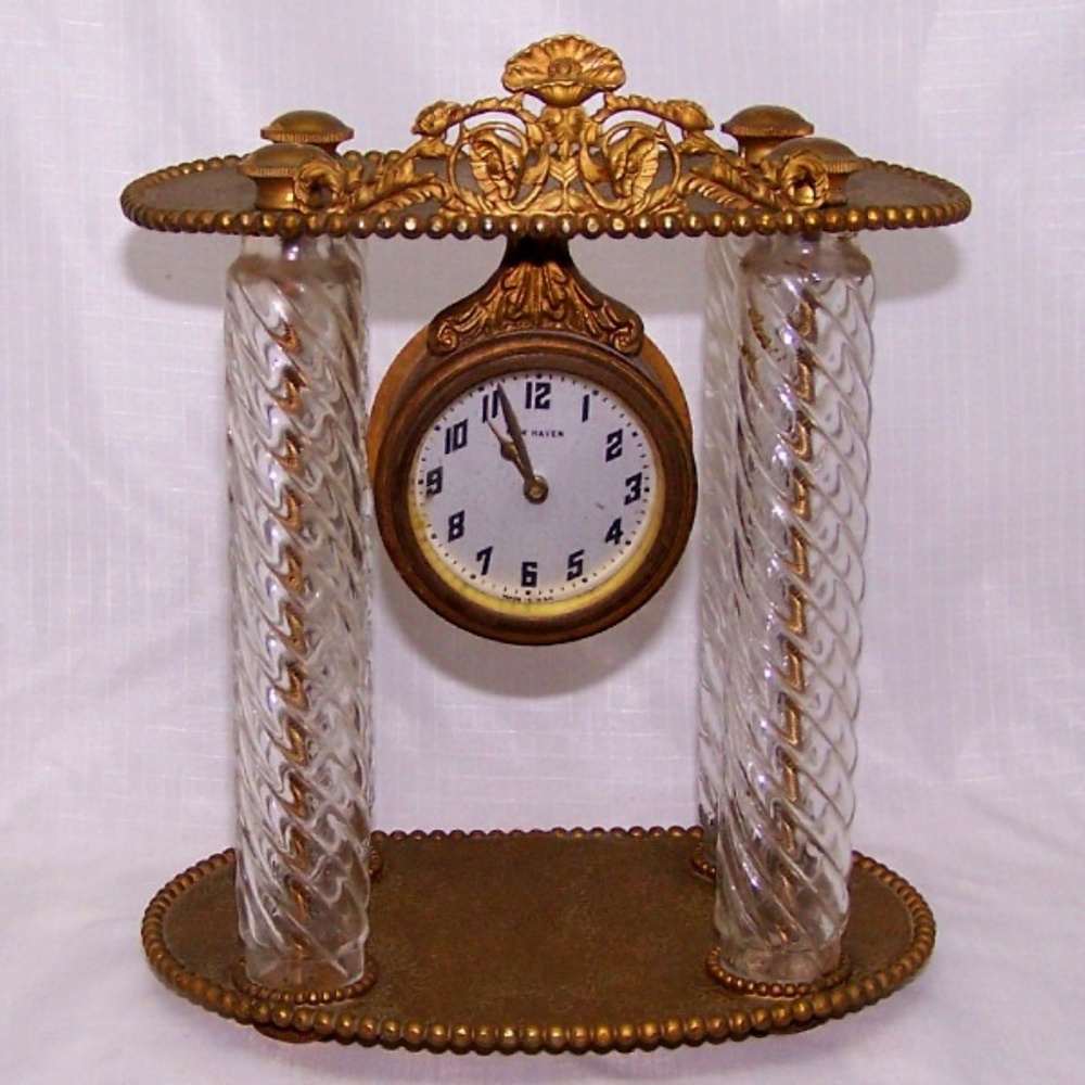 VTG- Antique New Haven Clock Crystal Ornate